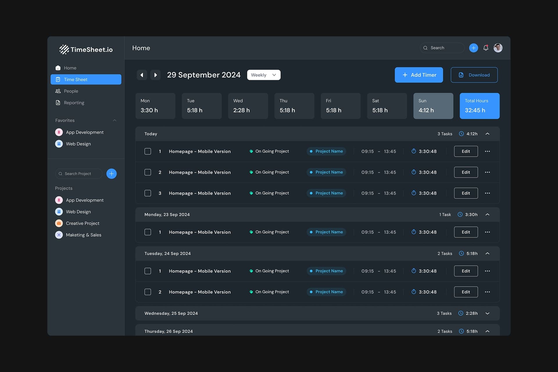 Timesheet-io | Replika Tech